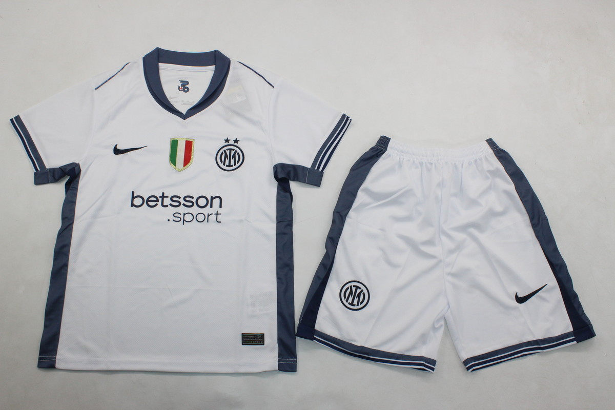 Kids-Inter Milan 24/25 Away White Soccer Jersey